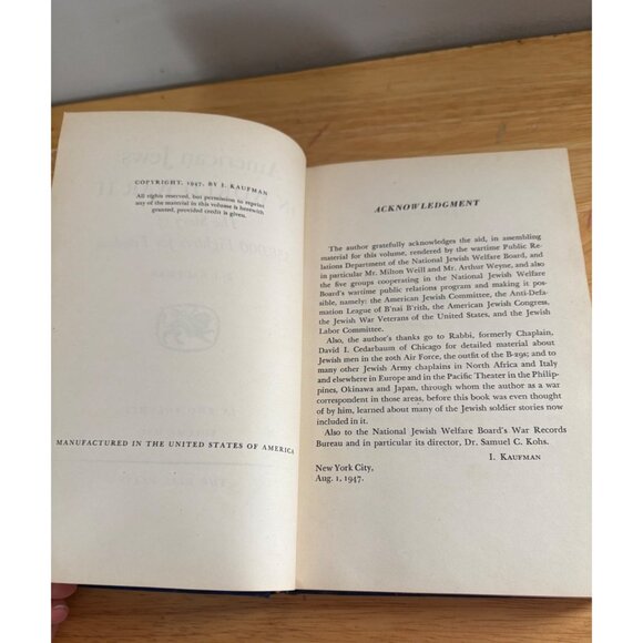 American Jews In World War II By I. Kaufman Hardcover Volume 1 1947 Blue Cloth - Picture 11 of 16